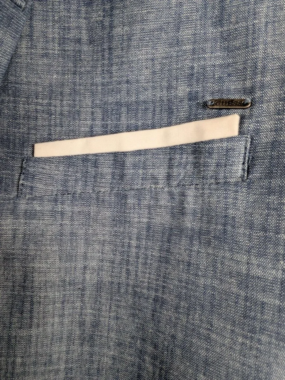 Guess Blazer Jacket Lightweight 2 Button Blue Lined Cotton Classic Men's L